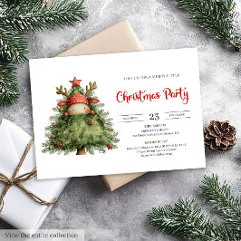 Quirky Reindeer trendy red green Christmas invite Inbjudningar