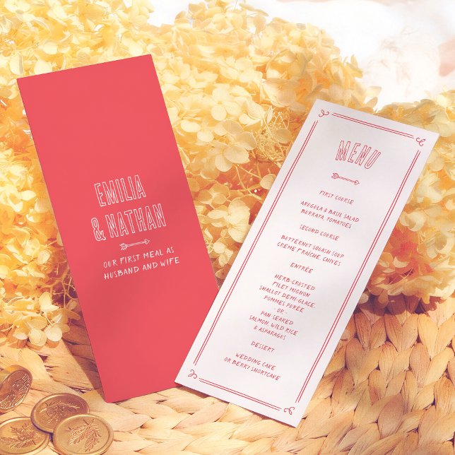 Quirky Retro Love Struck Hand Drawn Cupid Wedding Meny (Skapare uppladdad)