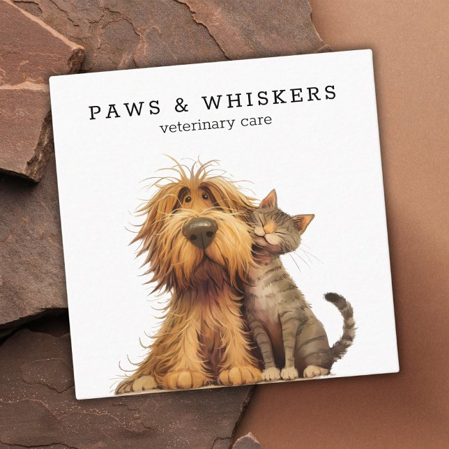Quirky Rolig hund Cat Veterinary Fyrkantigt Visitkort (Skapare uppladdad)