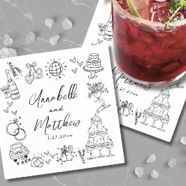 Quirky Roligt Hand plockade Whimsical Bröllop Pappersservett