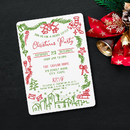 Quirky Roligt Whimsique Hand plockade jul Party Inbjudningar