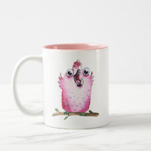 Quirky Rosa Chirping Bird Collecsible Två-Tonad Mugg