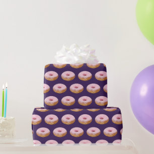 Quirky Rosa Glazed Donuts Mönster Lila Presentpapper