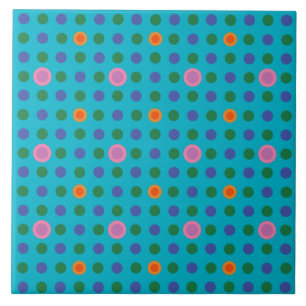 Quirky Rosa Polka dots på Turquise Background Kakelplatta
