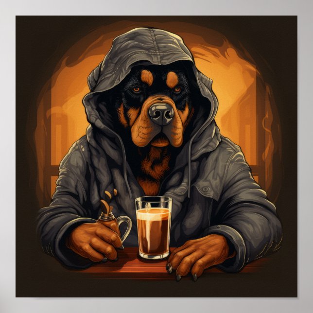 Quirky Rottweiler Caricature Poster - Cheers till  (Framsidan)