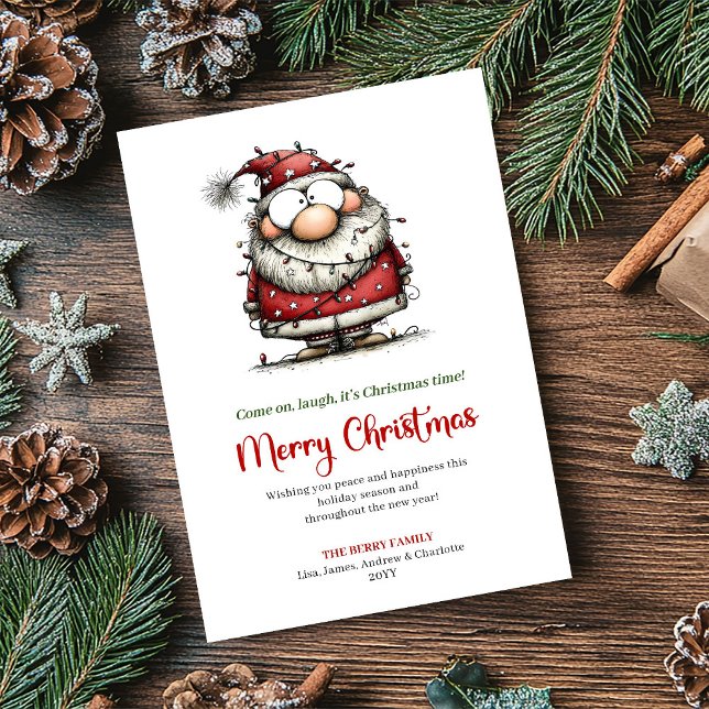 Quirky Santa Cartoon Festive Christmas Greeting Julkort (Quirky Santa Cartoon Festive Christmas Greeting)
