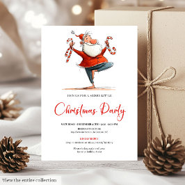 Quirky Santa Claus Funny Printable Party Invite Inbjudningar