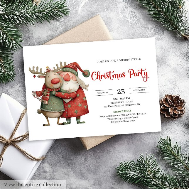 Quirky Santa Claus modern festive holiday invite Inbjudningar (Quirky Santa Claus modern festive holiday invite)