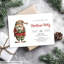 Quirky Santa Trendy Red Green Holiday Party Invite Inbjudningar