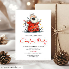 Quirky Santa Watercolor Holiday Party Invitation Inbjudningar