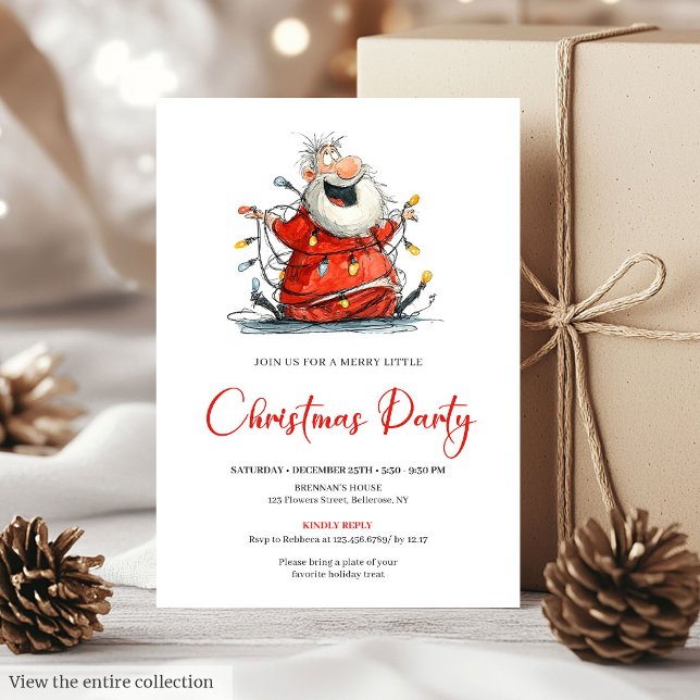 Quirky Santa Watercolor Holiday Party Invitation  Inbjudningar (Quirky Santa Watercolor Holiday Party Invitation Design

)