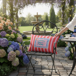 Quirky Sardines Can Red Pink Stripes Decor Lumbarkudde