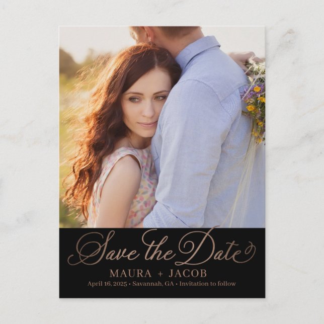 Quirky Script EDITABLE FÄRG sparar datumet Vykort (Framsida)