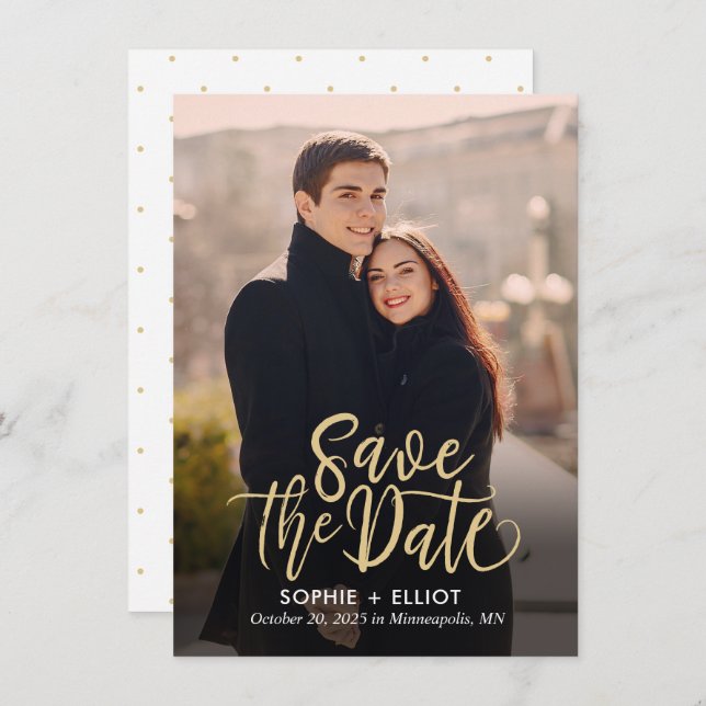 Quirky Script EDITABLE FÄRG sparar datumkortet Tack Kort (Fram/baksida)