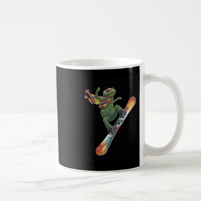 Quirky Snowboarding Lizard Winter Sports Kaffemugg (Höger)