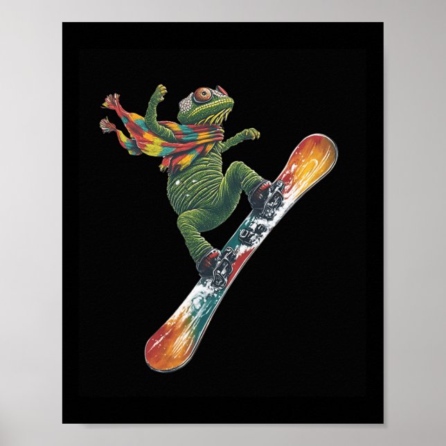 Quirky Snowboarding Lizard Winter Sports Poster (Framsidan)