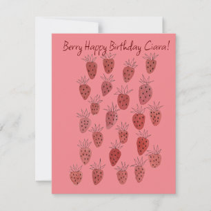 Quirky Strawberry Mönster Birthday Card Anteckningskort