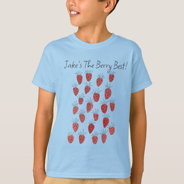 Quirky Strawberry Mönster Boy's T-Shirt (Framsida)