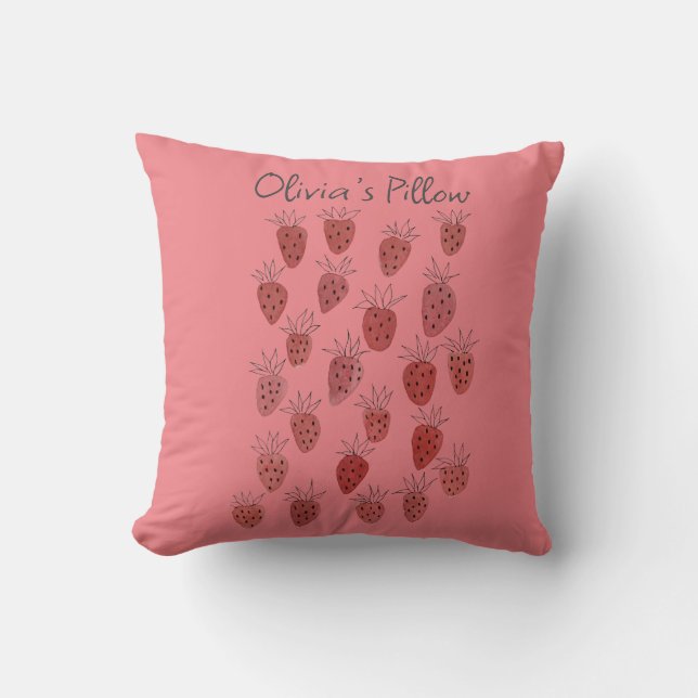 Quirky Strawberry Mönster Dekorativ kudde (Framsida)