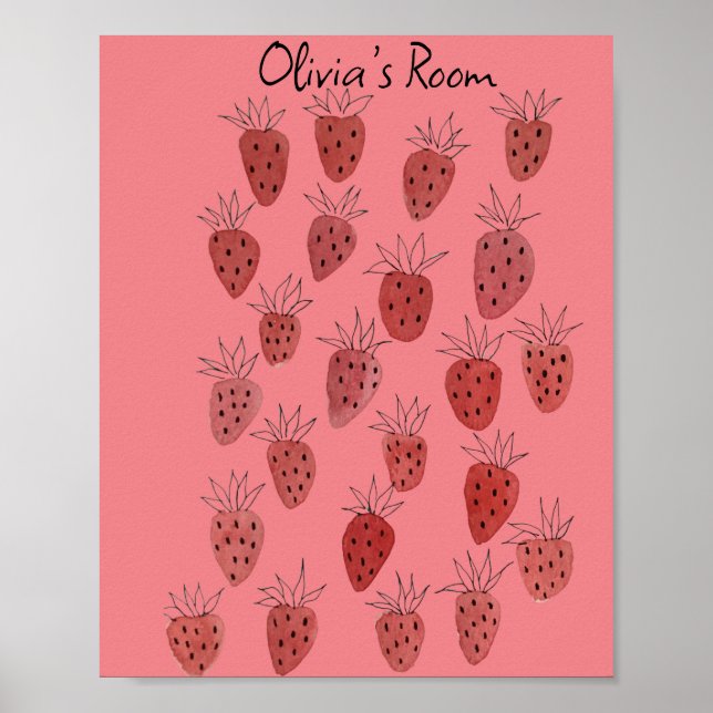 Quirky Strawberry Mönster Poster (Framsidan)