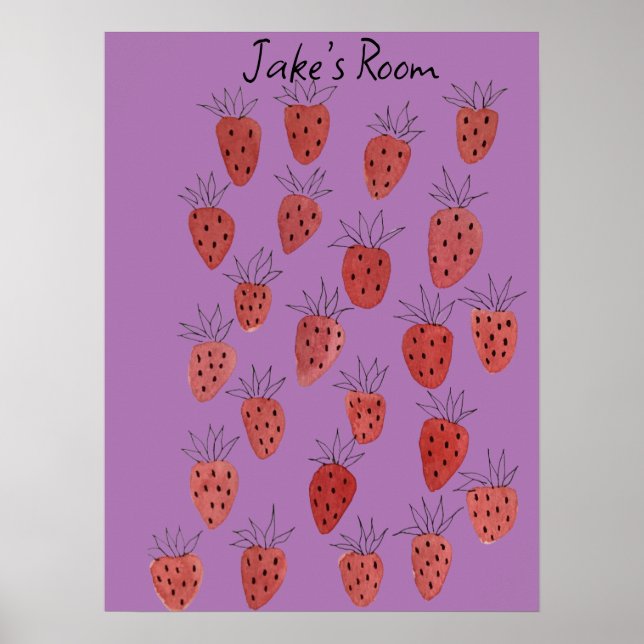 Quirky Strawberry Mönster Poster (Framsidan)