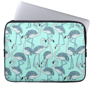 Quirky Stripe Turquise Flamingos Mönster Laptop Fodral
