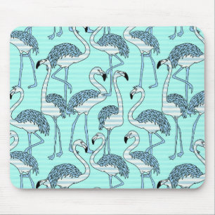 Quirky Stripe Turquise Flamingos Mönster Musmatta