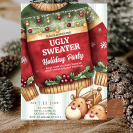 Quirky Stripes Ugly Christmas Sweater Inbjudningar