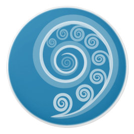 Quirky Summer Blue Curls & Swirls Ceramic Knob Knopp