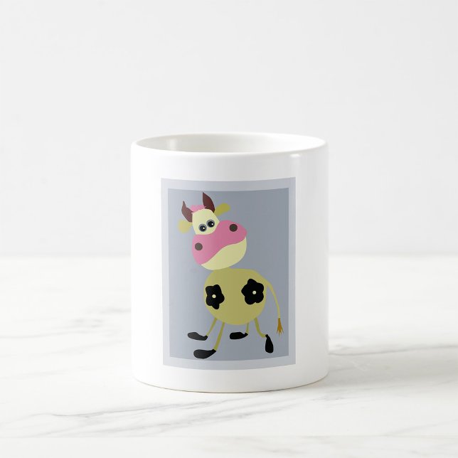 Quirky Tecknad Cow Roligt Farm Animal Kaffemugg (Skapare uppladdad)