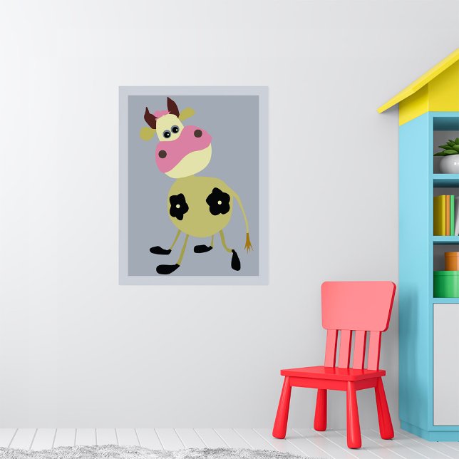 Quirky Tecknad Cow Roligt Farm Animal Poster (Skapare uppladdad)