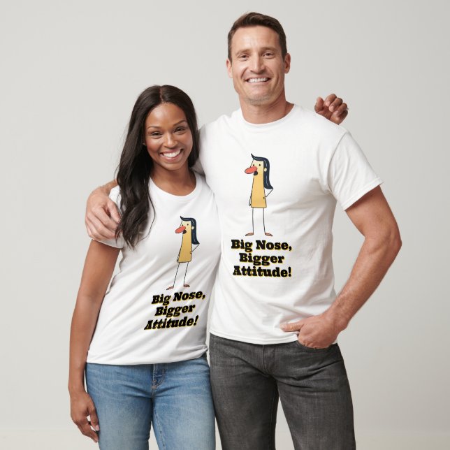 Quirky Tecknad Kvinnor med stor näsa T Shirt (Unisex)