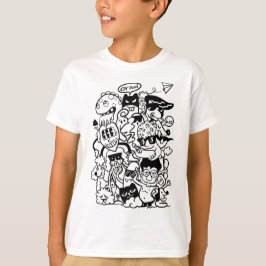 Quirky Tecknade figurer Crowd T Shirt