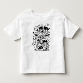 Quirky Tecknade figurer Crowd T Shirt