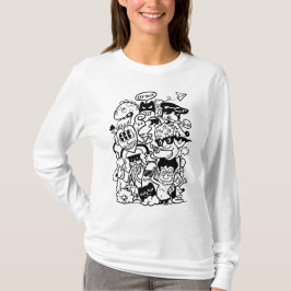 Quirky Tecknade figurer Crowd T Shirt