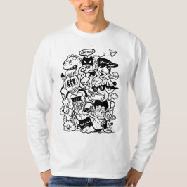 Quirky Tecknade figurer Crowd T Shirt
