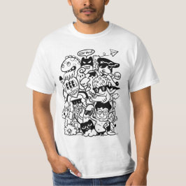 Quirky Tecknade figurer Crowd T Shirt