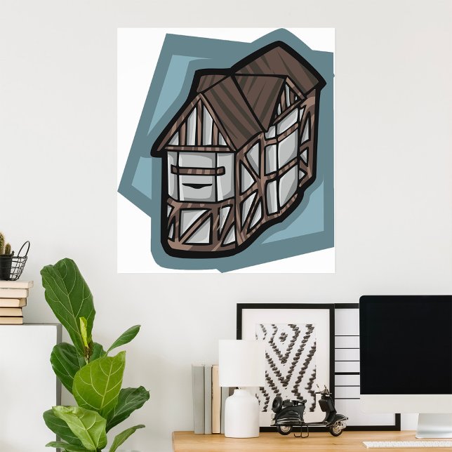 Quirky Tudor House Medieval Architecture Poster (Skapare uppladdad)