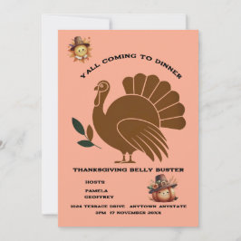 Quirky Turkey Festive Thanksgiving Middag Inbjudningar
