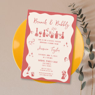 Quirky Unique Hand plockade Möhippa Brunch och Bub Inbjudningar