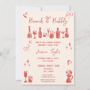 Quirky Unique Hand plockade Möhippa Brunch och Bub Inbjudningar