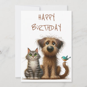 Quirky Vänskap av Hund och katt Julkort
