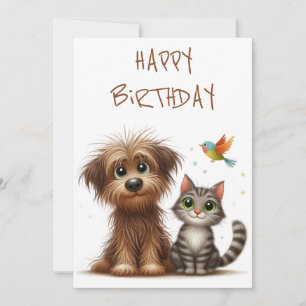 Quirky Vänskap av Hund och katt Julkort