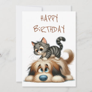 Quirky Vänskap av Hund och katt Julkort