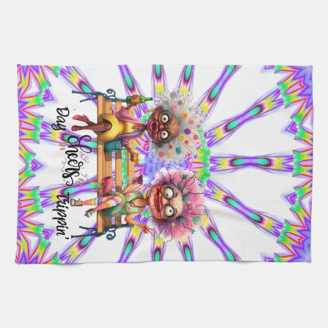 Quirky Vin Dam Cheer Kitchen Towels Kökshandduk (Horisontell)