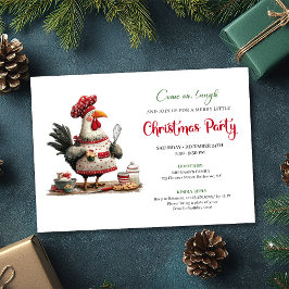 Quirky Watercolor Chicken Festive Holiday Invite Inbjudningar
