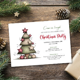 Quirky Watercolor Christmas Tree Festive Invite Inbjudningar