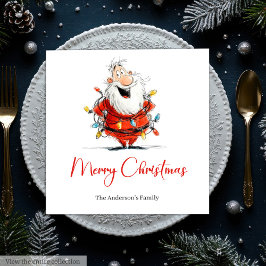 Quirky Watercolor Santa Custom Holiday Cocktail  Pappersservett
