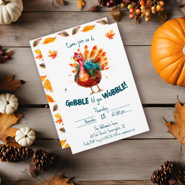 Quirky Watercolor Turkey Thanksgiving Inbjudningar