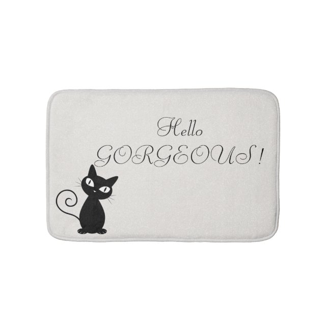 Quirky Whimsical Black Cat Glittery-Hej Gorgous Badrumsmatta (Framsidan)